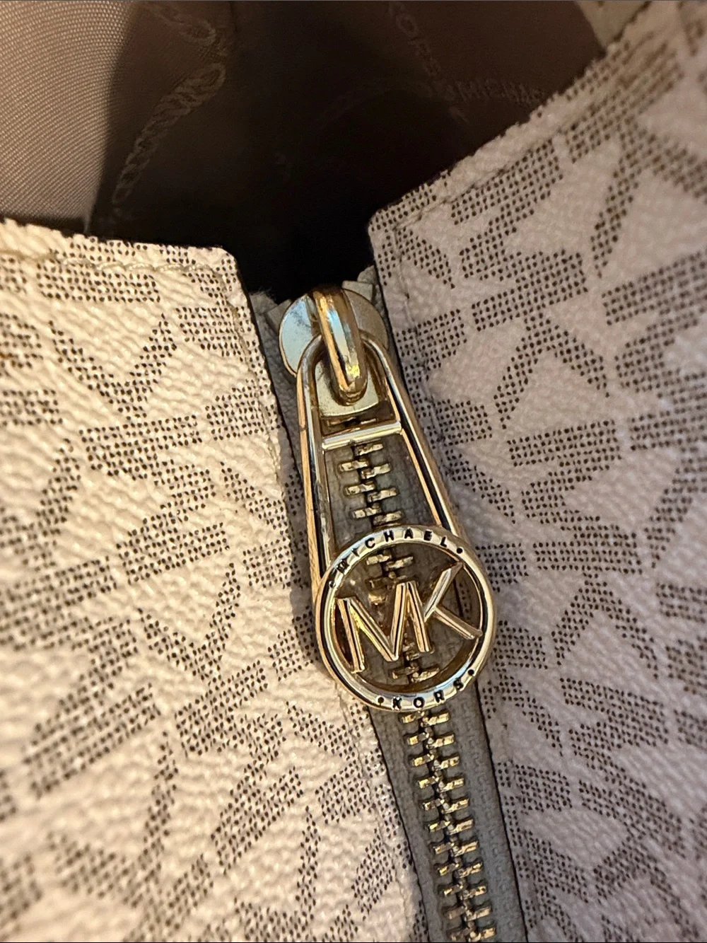 Michael Kors Pink Geo-Print Tote with White Trim